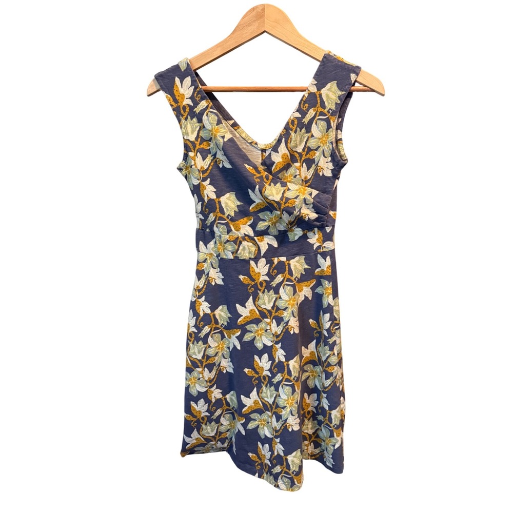 Patagonia Amber Dawn Floral Organic Cotton Wrap V-Neck Dress Blue XS Gorpcore